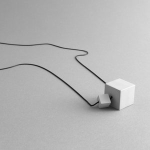 MODULODUE Necklace | Modern Geometric Pendant, Handmade Grey and Black Jesmonite Jewelry