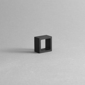 Black concrete square ring, geometric jewelry. MK3, symmetric. image 2