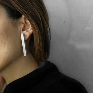 COLUMN Earrings – Modern Geometric Earrings in Jesmonite, Lightweight Handmade Jewelry with Titanium Clip