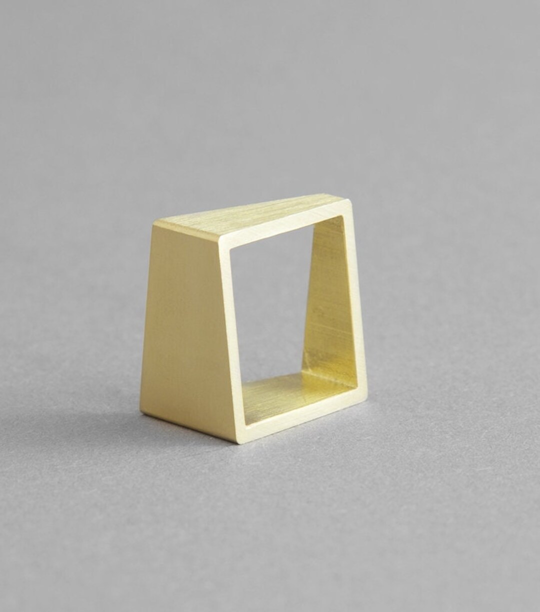 SQUARE BRASS RING – Modern Minimal Gold Ring, Asymmetrical Handmade ...