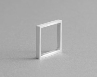 ALUMINIUM SQUARE RING. Modern silver ring, minimal and geometric Jewelry handmade in high-quality aluminum.