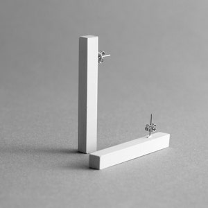 COLUMN Earrings – Modern Geometric Concrete Jewelry – Minimalist Design with Titanium Nickel-Free Silver Clip – Handmade in Grey or Black