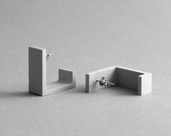 SQUARE EARRINGS, concrete geometric jewelry