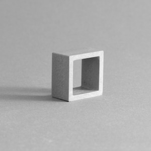 MK3 Concrete Ring – Minimalist Square Ring in Grey – Brutalist Geometric Jewelry – Handmade Resin & Concrete Statement Ring
