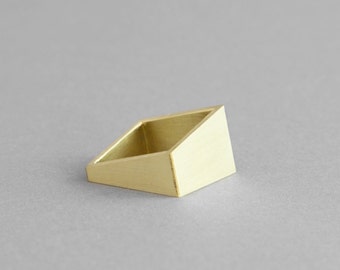SQUARE BRASS RING. Modern minimal gold ring, geometric Jewelry handmade in brass.