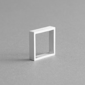 Modern Aluminum Square Ring – Minimalist Geometric Design Handmade Silver Jewelry – Lightweight, Comfortable, and Perfect for Mix & Match
