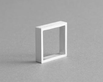 ALUMINIUM QUADRAT RING. Moderne Silber Ring, minimal und geometrische Schmuck handgefertigt in hochwertigem Aluminium.