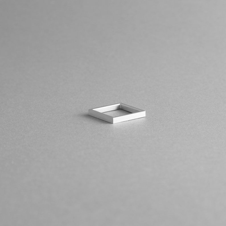 ALUMINIUM SQUARE RING. Modern silver ring, minimal and geometric Jewelry handmade in high-quality aluminum. image 2