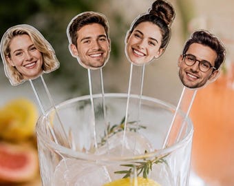 Custom Face Drink Stirrers, Personalized Cocktail Stirrers, Photo Drink Sticks, Face Cutout Stirrers, Birthday Party, Wedding, Bachelorette