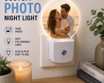 Personalized Photo Night Light Plug In | Custom Picture Nightlight | Baby Nursery Lamp | Family Keepsake Gift | Mom & Baby Light | Memorial
