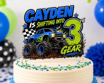 Personalized Monster Truck Cake Topper, Custom Name Age Birthday Topper,  Truck Birthday Party Decor, Boys Acrylic Cake Topper
