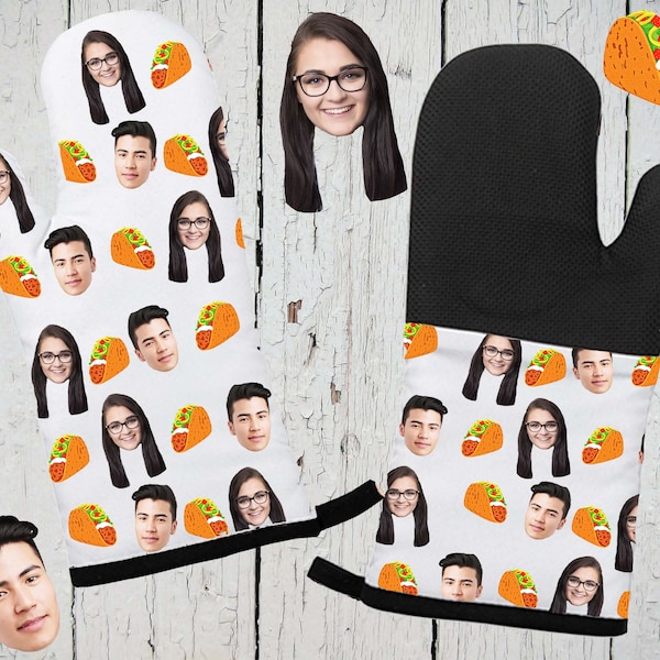 Custom Face Oven Mitt, Personalized Oven Mitt With Photo, Potholder With Picture, Face on Oven Mitt, Potholder With Faces and Clipart