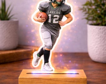 Custom Photo Statuette with LED Base, Personalized Acrylic Cutout, Sports Player Gift, Kids Athlete Keepsake, Photo to Figurine, Team Gift