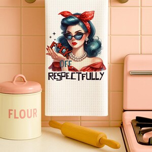 Retro Housewife Towel, Waffle Towel, Tea Towel, Funny Kitchen Towel, Sarcastic Kitchen, Dish Cloth, Snarky Retro