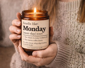 Smells Like Monday Candle – Funny Work Gift – Coworker Gift – Office Humor Candle – Boss Gift – Sarcastic Desk Candle For Teacher