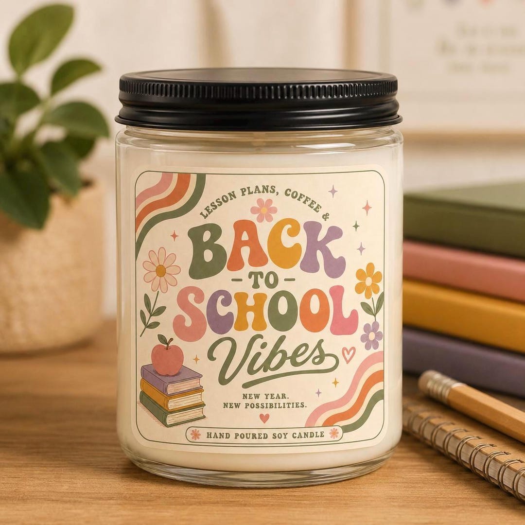 Back to School Candle, Teacher Gift Candle, Retro School Vibes Candle ...
