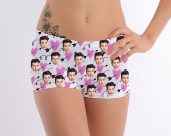 Custom Personalized Boyshorts Panties, Face on Underwear, Custom Face Underwear, Women's Underwear Shorts With Faces Added.