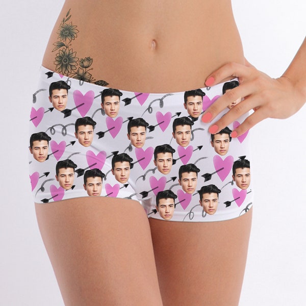 Custom Personalized Boy Shorts,  Face on Underwear, Custom Face Gift, Women's Underwear With Faces Added, Face Boxers.