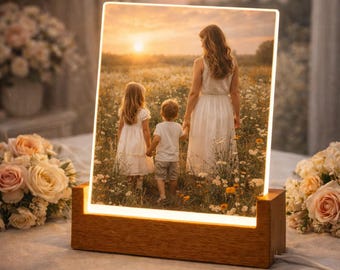 Personalized LED Photo Glass | Mother’s Day Gift for Mom | Custom Lighted Picture Frame | Family Keepsake Night Light