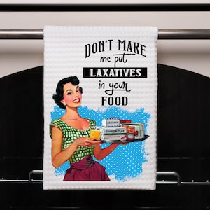 Retro Housewife Towel, Tea Towel, Funny Kitchen Towel, Sarcastic Kitchen, Dish Cloth, Snarky Retro