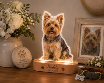 Custom Pet Photo Statuette from Picture, Personalized Acrylic Cutout with LED Base, Dog Portrait Gift, Memorial Keepsake