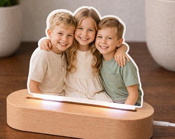 Custom Photo Statuette from Picture, Personalized Acrylic Cutout with LED Base, Family Portrait Gift, Couple Gift, Memorial Keepsake