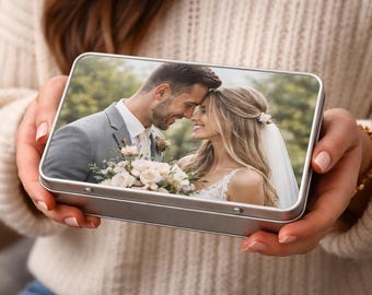 Personalized Photo Keepsake Tin 5x8 | Custom Memory Box | Wedding Gift, Family Keepsake, Pet Memorial, Jewelry & Gift Tin