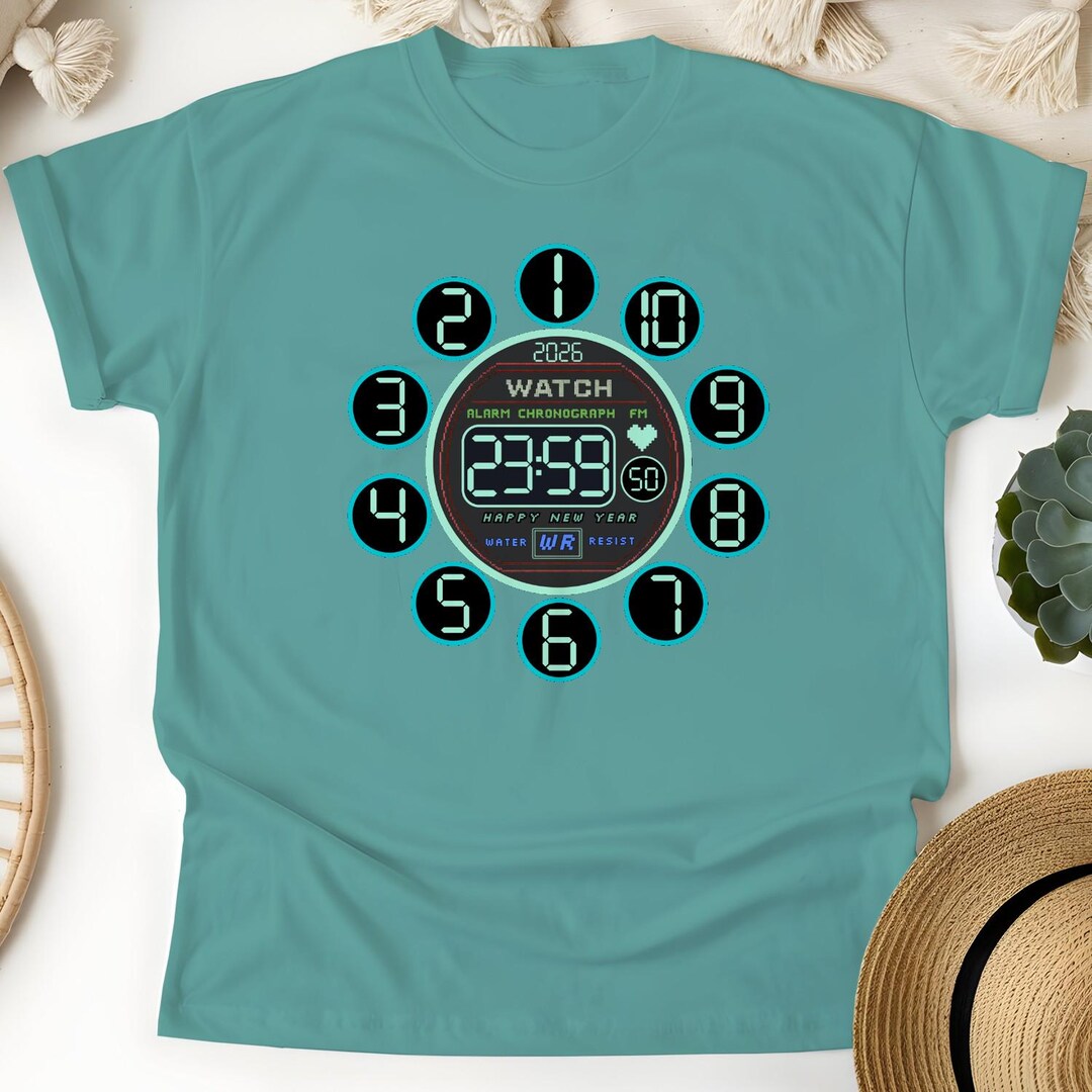 Retro Digital Clock New Year T-shirt: Comfort Colors Long Sleeve - Etsy