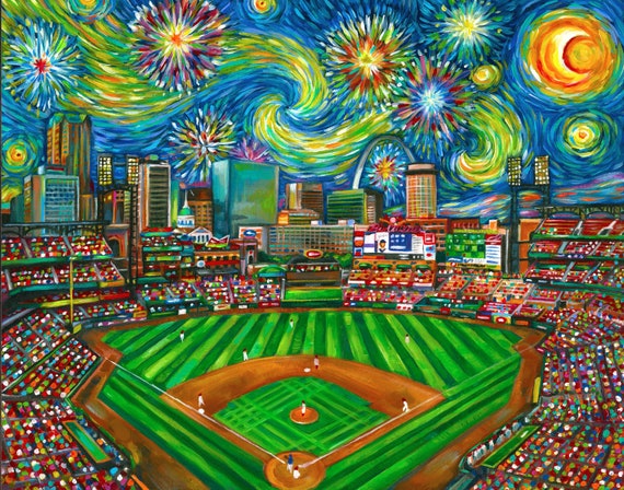 Starry Night Busch Stadium St. Louis Cardinals Art St Louis 