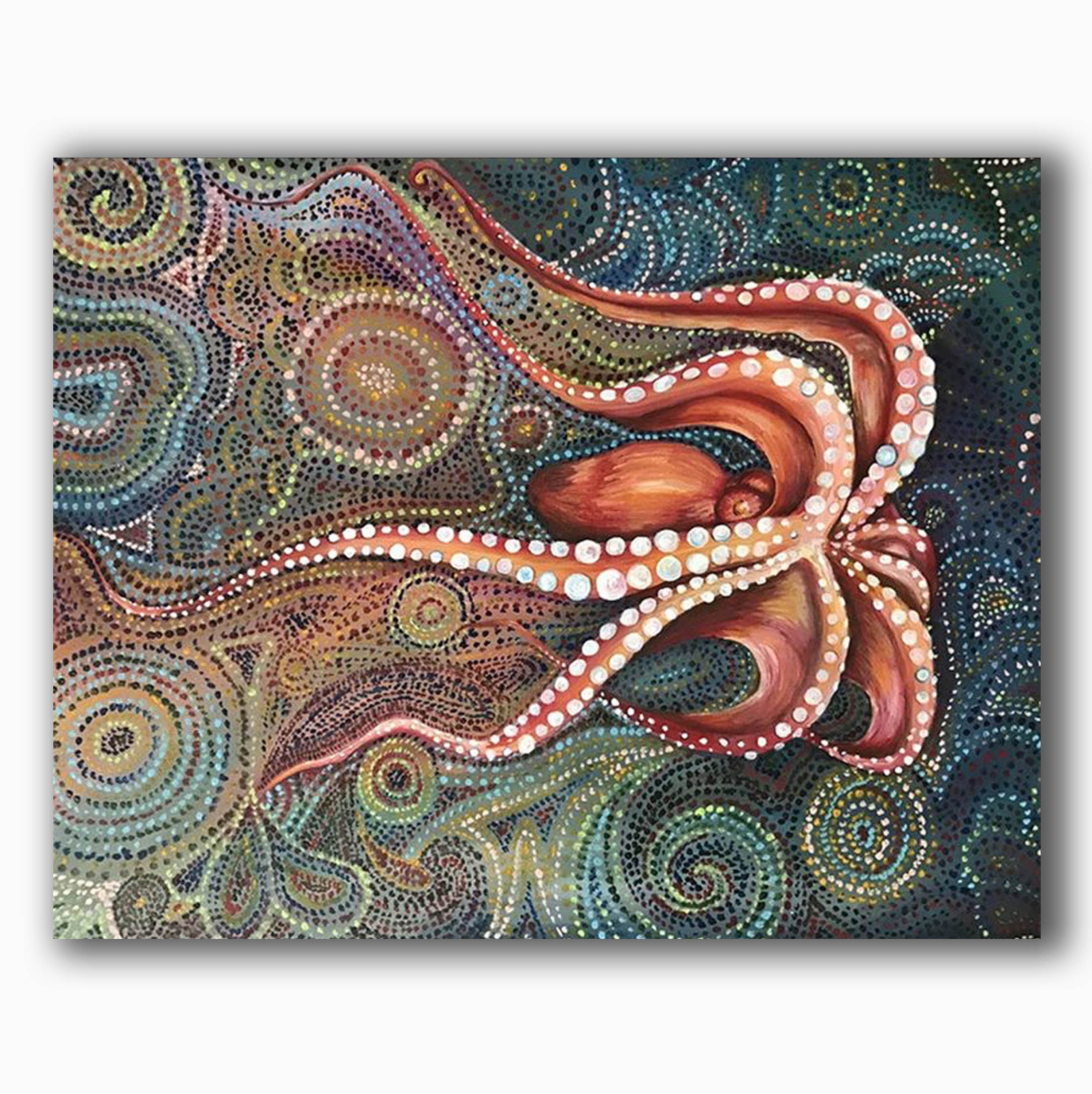 Psychedelic Octopus Octopus Art Print Octopus Painting | Etsy