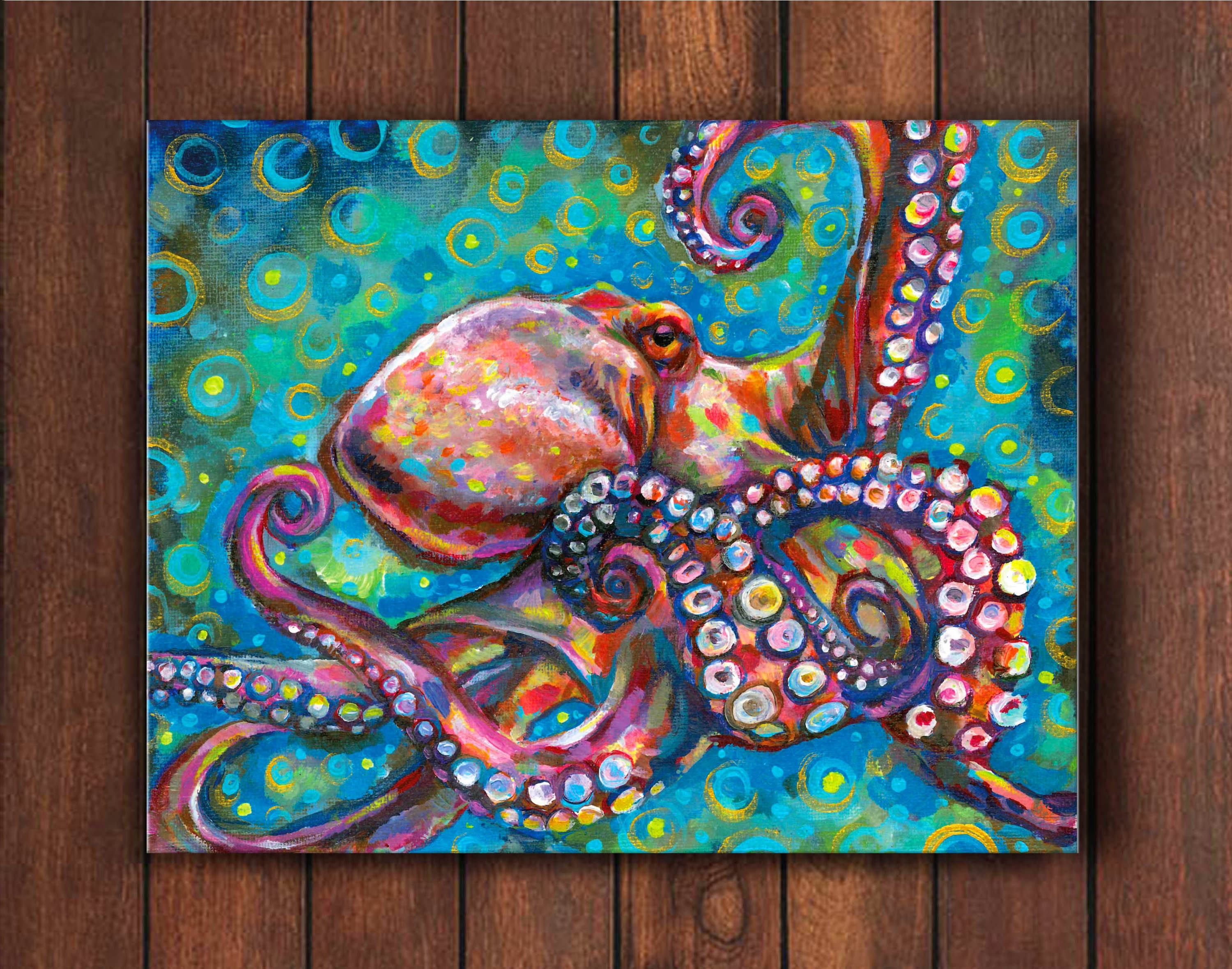 Octopus Wall Art Contemporary Wall Art Octopus Print Etsy
