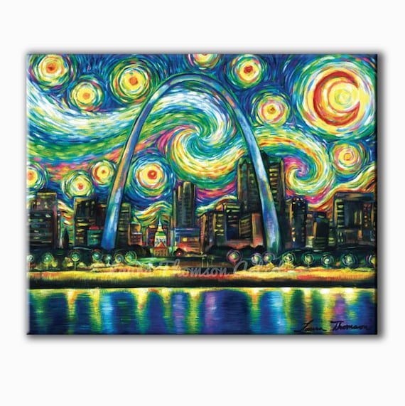 Download Starry Night St Louis St Louis Artwork St Louis Arch Painting Van Gogh Canvas Print Paper