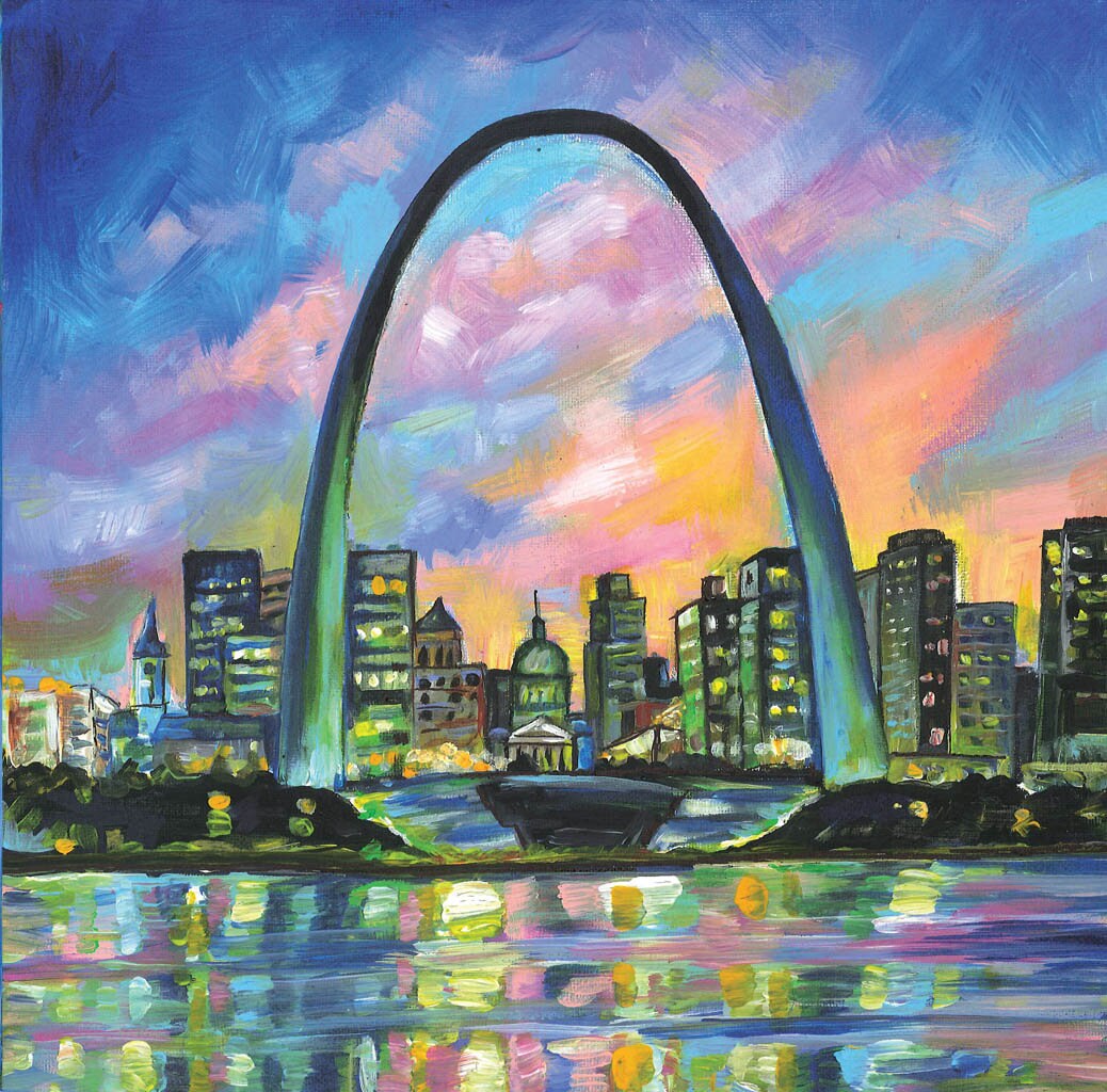 St. Louis Sunset Print St. Louis Skyline Art Print St. Louis Etsy