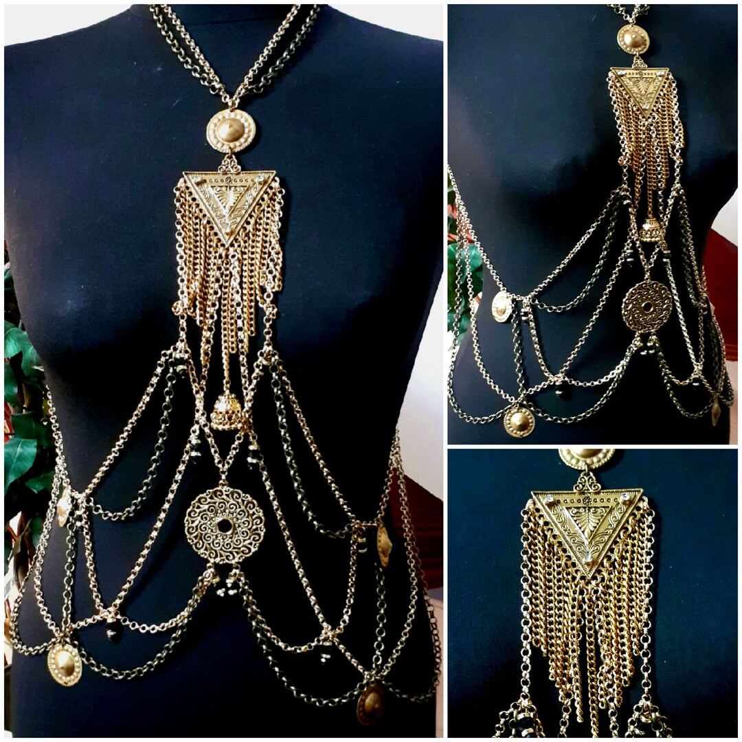 Tribal Body Chain in Gold Etsy