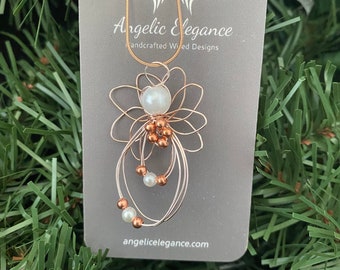 Rose Gold Angel Charm Necklace: Tarnish Resistant Wire, Gift Boxed