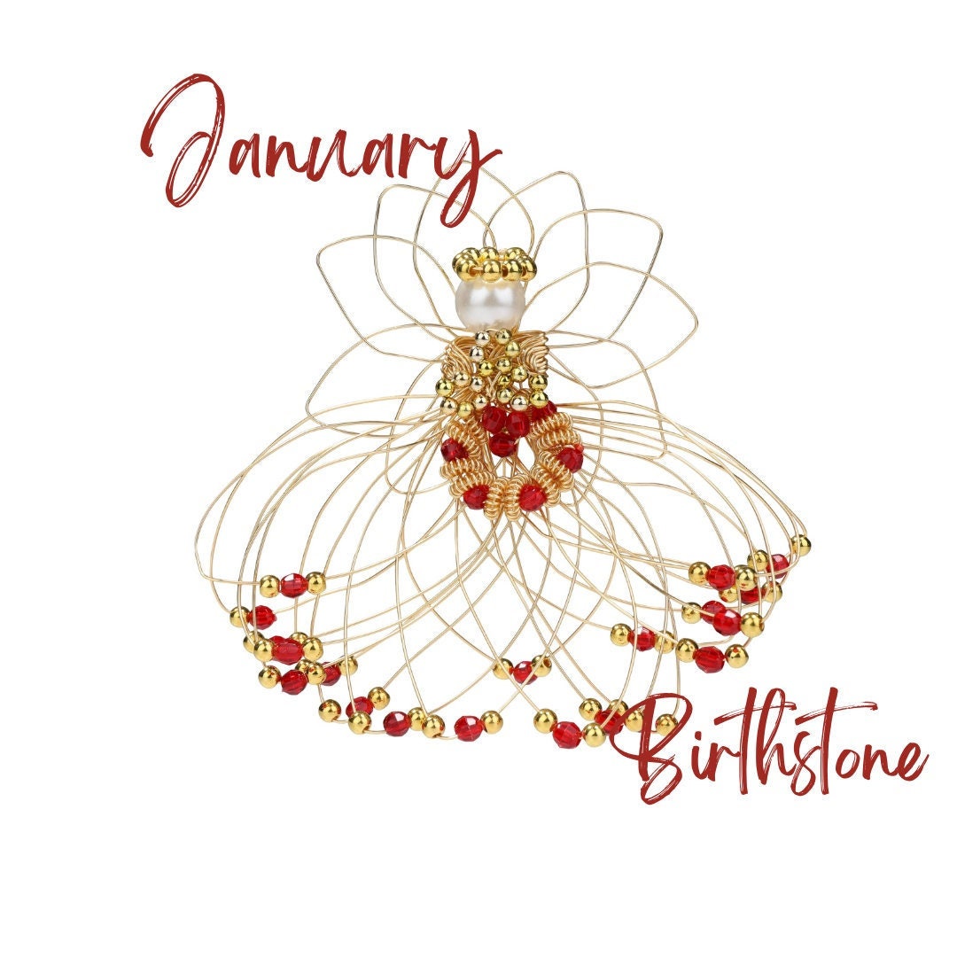 Garnet Angel Birth Month Ornament January Birth Homemade - Etsy