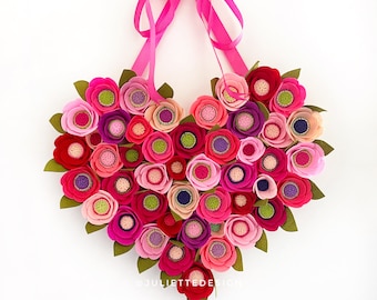 Felt Flower Heart Wreath: Valentine's Day Decor