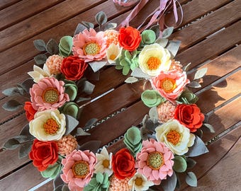 Felt Flower Fall Wreath: Handmade Farmhouse Autumn Decor