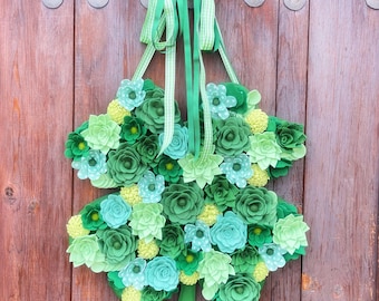 4 Leaf Clover Wreath; Shamrock Wreath for Saint Patrick's Day