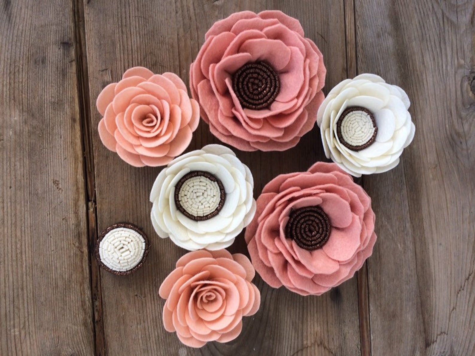 Loose Flowers Peach Flowers Felt Flowers Blush Flowers Etsy