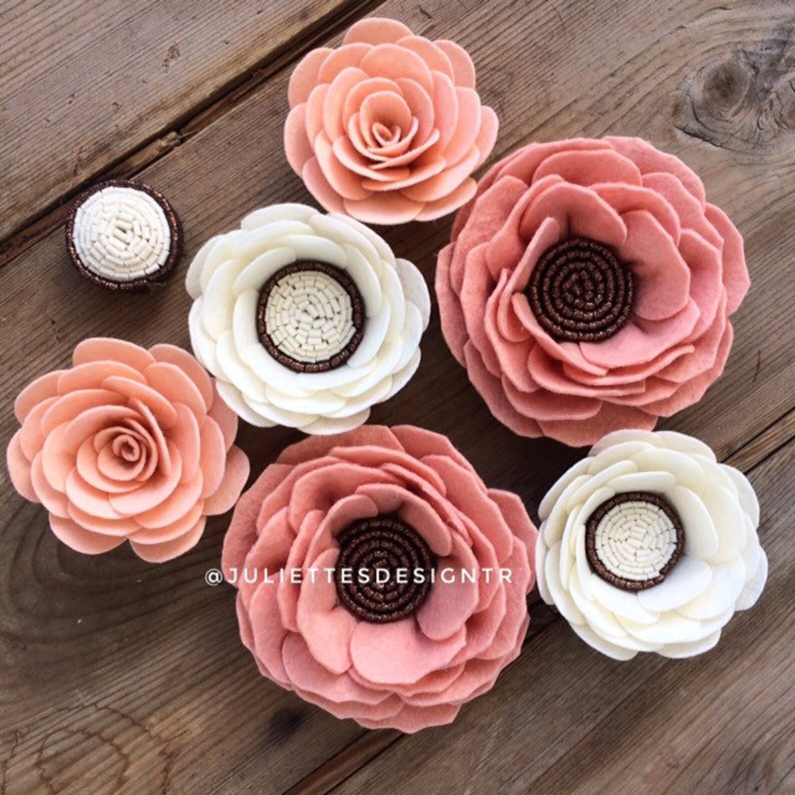 Loose Flowers Peach Flowers Felt Flowers Blush Flowers Etsy