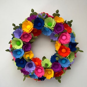 Colorful Wreath, Colorful Felt Wreath, Felt Wreath, Year round Wreath, Mexican Flowers Wreath