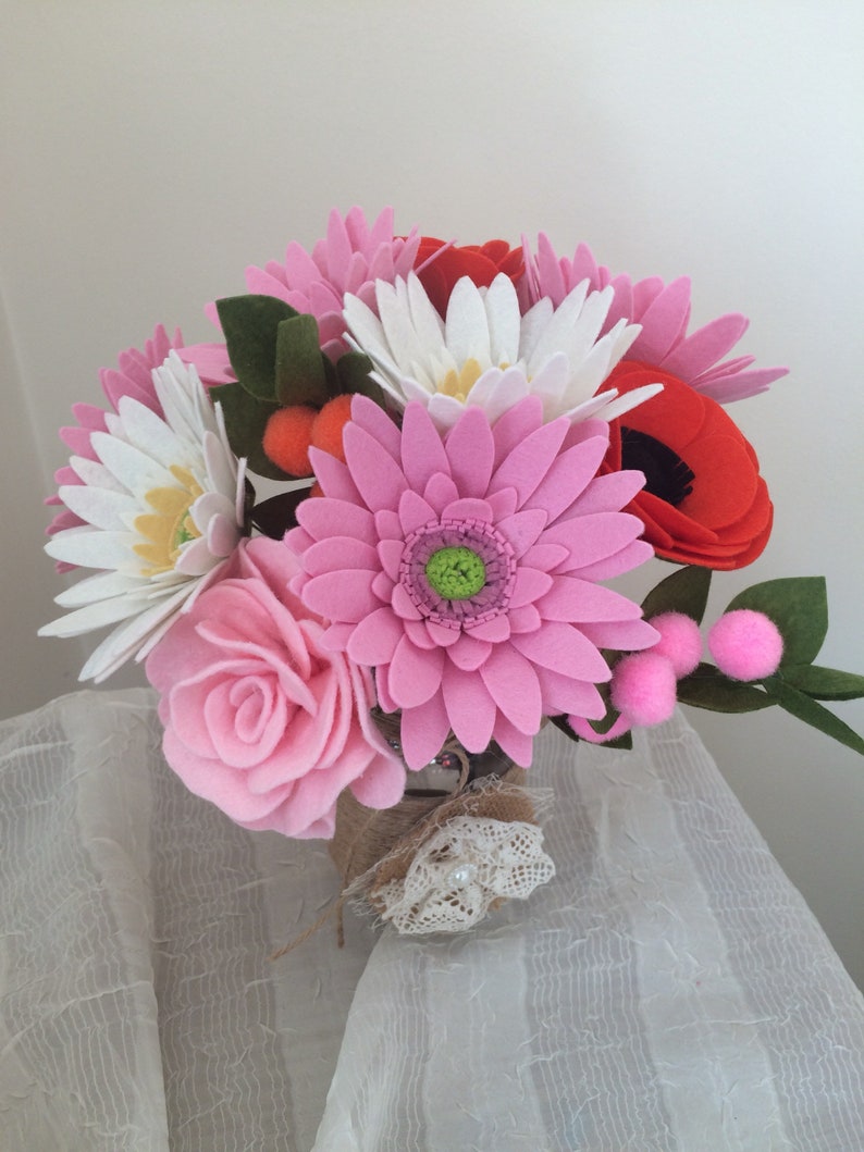 Flower Bouquet Flowers for Mom Felt Flowers Bouquet Felt Bouquet Mother/'s Day Gift Bride Bouquet