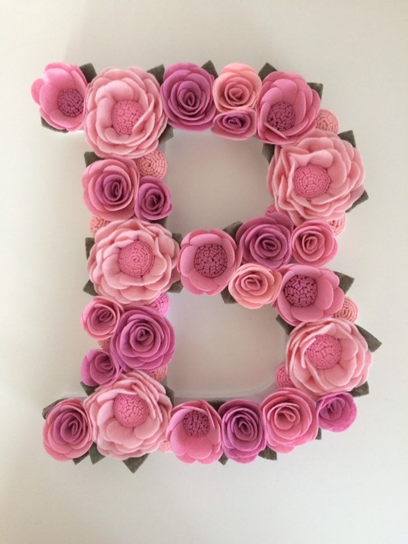 Flower Letters Pink Floral Letter B Floral Letter B Flower Etsy