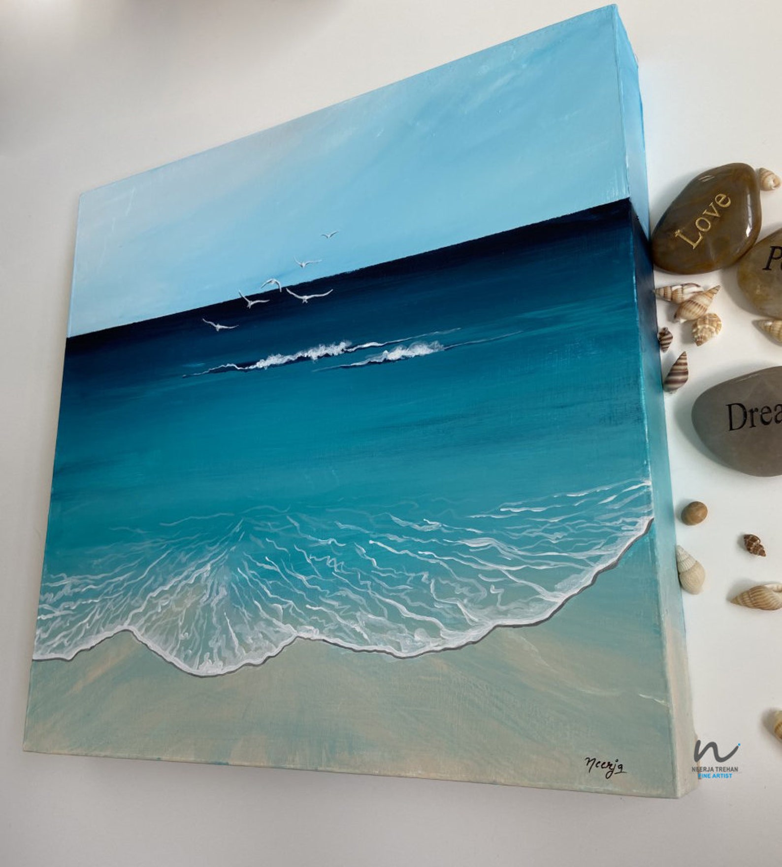 Resin beach art/Beach/Abstract art/Original art/ Resin Etsy