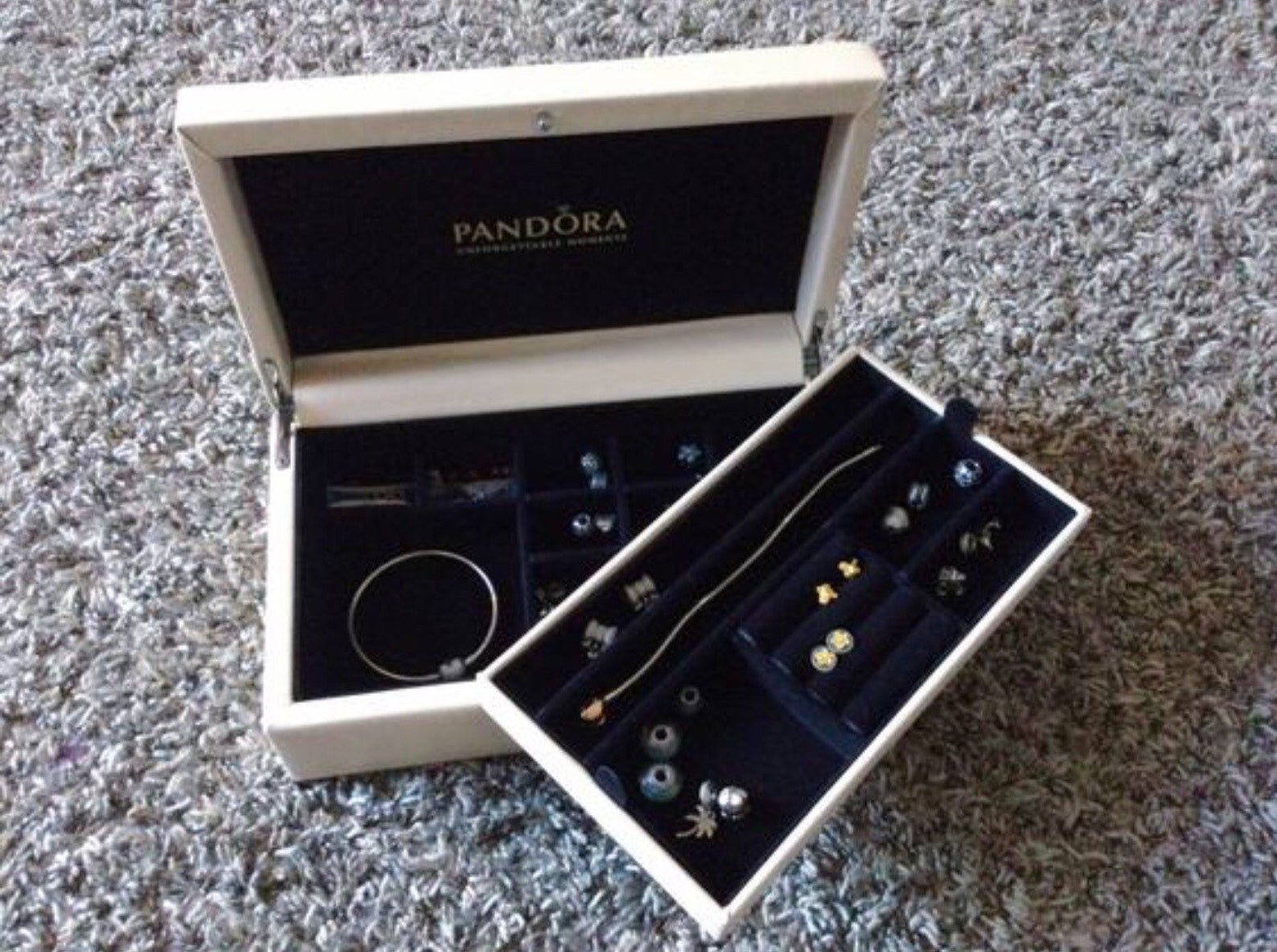 Pandora leather jewelry box. Two layers. With KEY. Limited Etsy