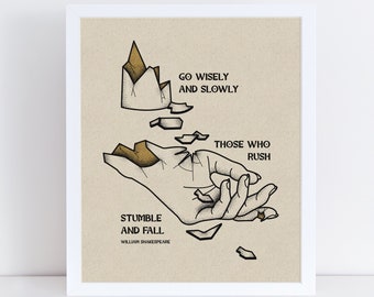 Shakespeare Go Wisely and Slowly Romeo and Juliet Quote Poster