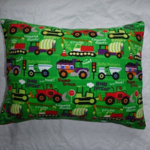 Green Construction Vehicles, Transportation - Kids Cotton Flannel Pillowcase