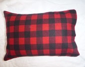 Made to Order - Cotton Flannel Pillowcase - Red, Black Buffalo Check, Squares