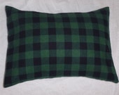 Made to Order - Cotton Flannel Pillowcase - Green and Black Buffalo Check
